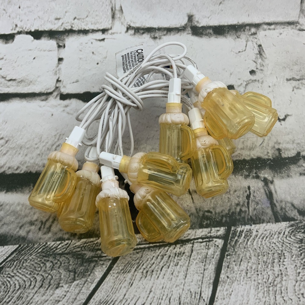 Beer Mug String Lights White Yellow Works! Stretches‎ Approx 3 Yards